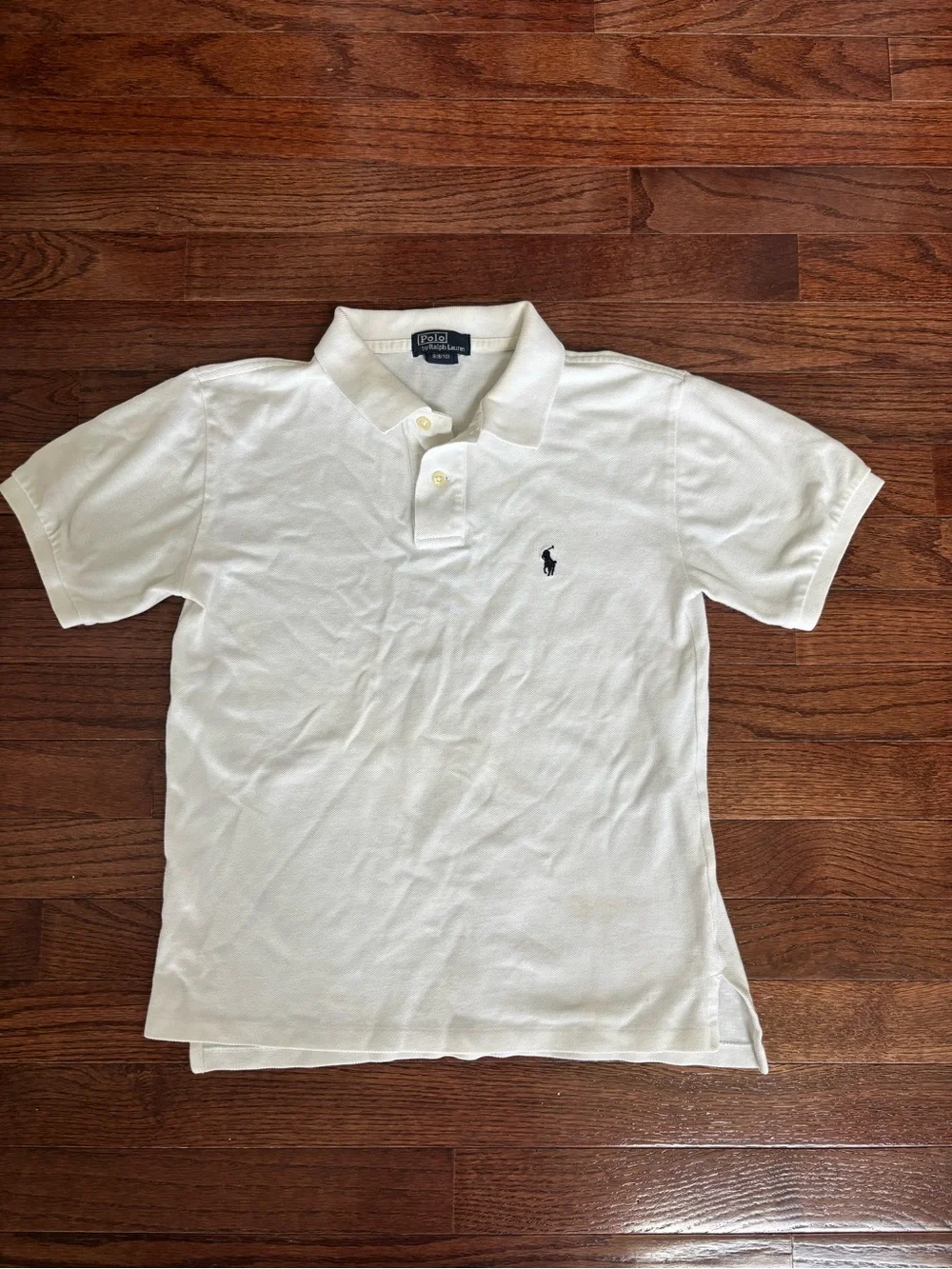 Ralph Lauren Boys White Short-Sleeve Polo with Navy Pony S